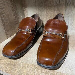 Vintage Hanover Brown Horse Bit Patent Leather Loafers Size 8